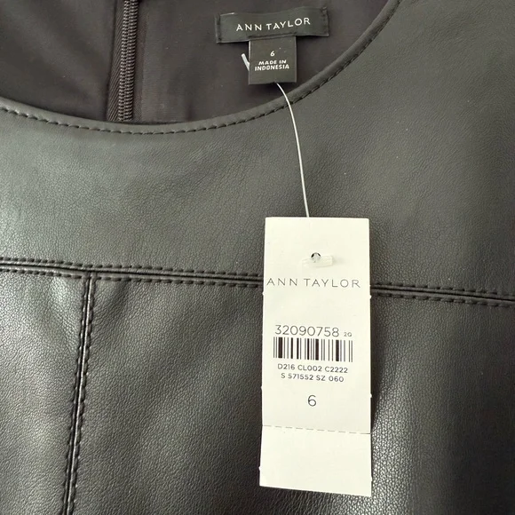 Ann Taylor Black Faux Leather Dress NWT - Picture 2 of 2